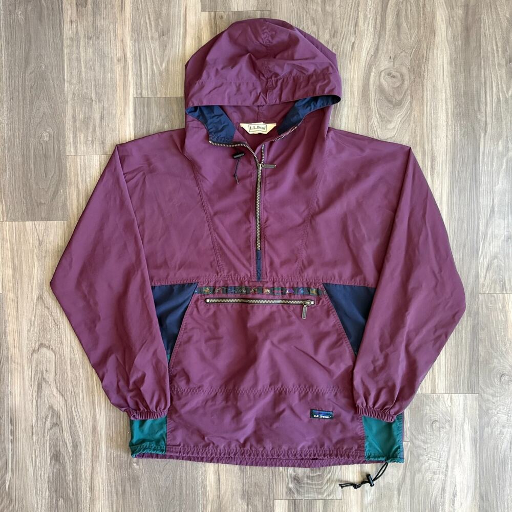 Vintage LL Bean Aztec Anorak Windbreaker Jacket Men's Size L Purple 1990s